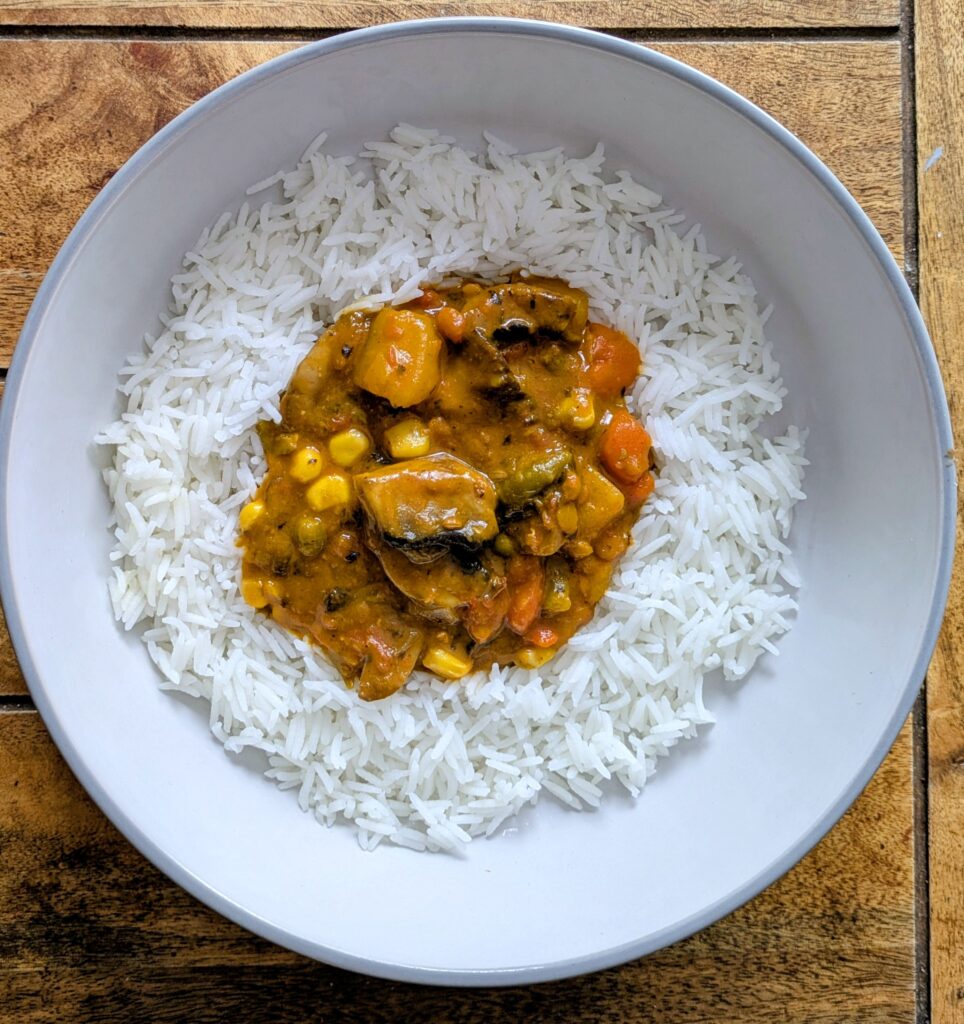 Homemade curry dish served in a bowl for affordable meal on a budget